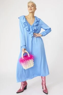 Blue Ruffle Maxi Shift Dress -Long Maxi Dress Sales Store blue ruffle maxi shift dress p14235 93307 image