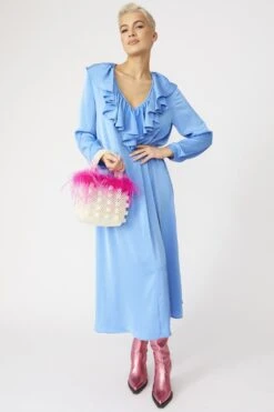 Blue Ruffle Maxi Shift Dress -Long Maxi Dress Sales Store blue ruffle maxi shift dress p14235 93308 image