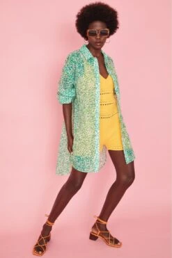 Green Semi-Sheer Shirt Dress