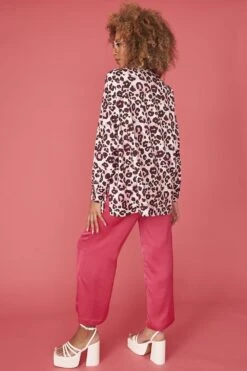 JAYLEY Animal Print Oversized Shirt -Long Maxi Dress Sales Store jayley animal print oversized shirt p13402 90754 image