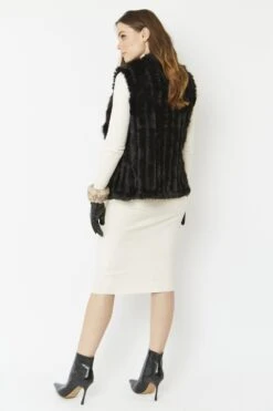 JAYLEY Black Cashmere Blend Faux Fur Gilet -Long Maxi Dress Sales Store jayley black cashmere blend faux fur gilet p3819 58175 image