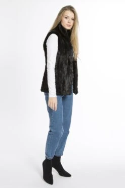 JAYLEY Black Faux Fur Gilet -Long Maxi Dress Sales Store jayley black faux fur gilet p3674 57561 image