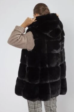 JAYLEY Black Faux Fur Long Hooded Gilet 5 JAYLEY Black Faux Fur Long Hooded Gilet -Long Maxi Dress Sales Store jayley black faux fur long hooded gilet p4016 58952 image