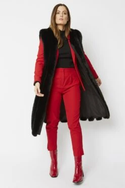 JAYLEY Black Faux Fur Midi-Maxi Gilet -Long Maxi Dress Sales Store jayley black faux fur midi maxi gilet p5275 64726 image