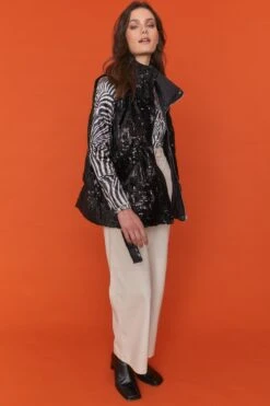 JAYLEY Black Velvet Sequin Gilet -Long Maxi Dress Sales Store jayley black velvet sequin gilet p12364 90193 image