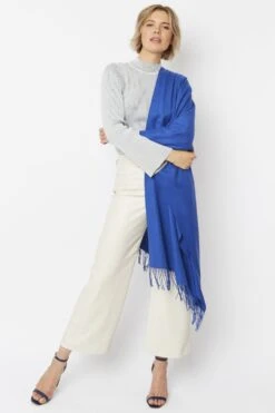 JAYLEY Blue Cashmere Blend Scarf -Long Maxi Dress Sales Store jayley blue cashmere blend scarf p4711 61708 image