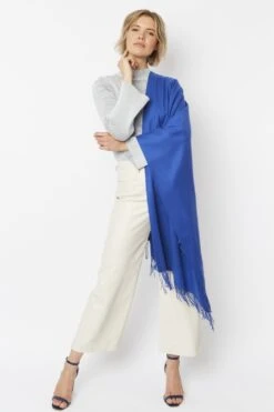 JAYLEY Blue Cashmere Blend Scarf -Long Maxi Dress Sales Store jayley blue cashmere blend scarf p4711 61709 image