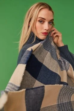 JAYLEY Blue Cashmere Blend Wrap -Long Maxi Dress Sales Store jayley blue cashmere blend wrap p7346 80053 image