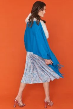 JAYLEY Blue Silk Blend Zebra Print Midi Dress -Long Maxi Dress Sales Store jayley blue silk blend zebra print midi dress p13673 92697 image