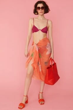JAYLEY Cashmere Blend Orange Sarong Wrap