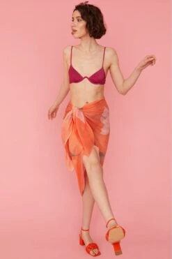 JAYLEY Cashmere Blend Orange Sarong Wrap -Long Maxi Dress Sales Store jayley cashmere blend orange sarong wrap p11694 81581 image