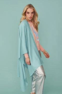 JAYLEY Cashmere Blend Wrap In Baby Blue With Fringed Hem And Logo -Long Maxi Dress Sales Store jayley cashmere blend wrap in baby blue with fringed hem and logo p11605 80962 image