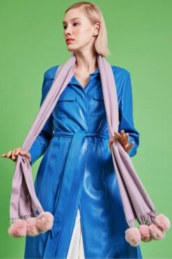 JAYLEY Cashmere Blend Wrap With Mocha Checkered Poms -Long Maxi Dress Sales Store jayley cashmere blend wrap with mocha checkered poms p12131 83782 image