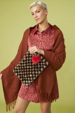 JAYLEY Chocolate Cashmere Blend Wrap With Love Heart Embroidery -Long Maxi Dress Sales Store jayley chocolate cashmere blend wrap with love heart embroidery p7438 91110 image