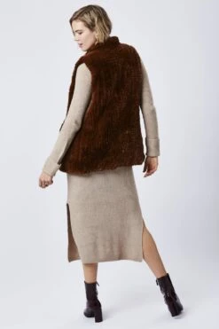 JAYLEY Chocolate Hand Knitted Faux Fur Gilet -Long Maxi Dress Sales Store jayley chocolate hand knitted faux fur gilet p3971 58751 image