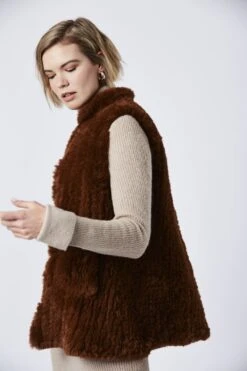 JAYLEY Chocolate Hand Knitted Faux Fur Gilet -Long Maxi Dress Sales Store jayley chocolate hand knitted faux fur gilet p3971 58752 image