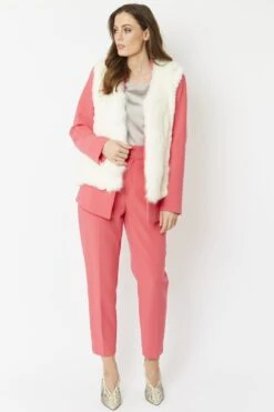 JAYLEY Cream Cashmere Blend Faux Fur Gilet -Long Maxi Dress Sales Store jayley cream cashmere blend faux fur gilet p3820 58179 image