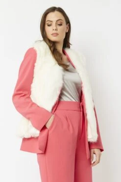 JAYLEY Cream Cashmere Blend Faux Fur Gilet -Long Maxi Dress Sales Store jayley cream cashmere blend faux fur gilet p3820 58183 image