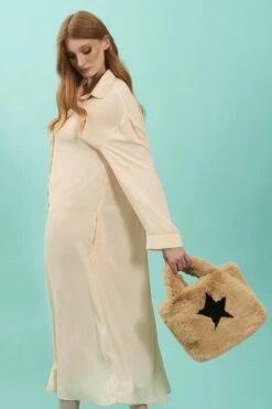 JAYLEY Cream Silk Blend Maxi Shirt Dress -Long Maxi Dress Sales Store jayley cream silk blend maxi shirt dress p13080 88583 image