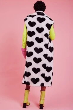 JAYLEY Faux Shearling Long Love Heart Gilet -Long Maxi Dress Sales Store jayley faux shearling long love heart gilet p14607 96564 image