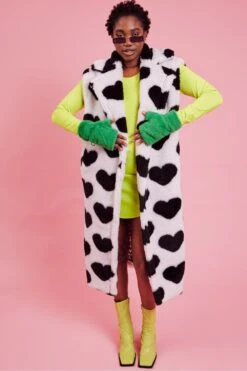 JAYLEY Faux Shearling Long Love Heart Gilet -Long Maxi Dress Sales Store jayley faux shearling long love heart gilet p14607 96565 image