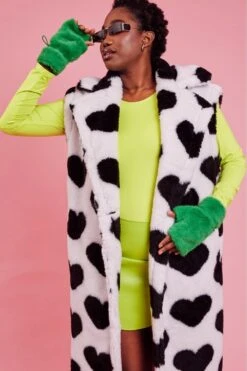 JAYLEY Faux Shearling Long Love Heart Gilet -Long Maxi Dress Sales Store jayley faux shearling long love heart gilet p14607 96566 image