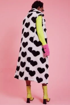 JAYLEY Faux Shearling Long Love Heart Gilet -Long Maxi Dress Sales Store jayley faux shearling long love heart gilet p14607 96568 image