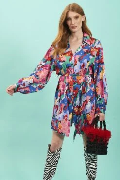 Long Maxi Dress Sales Store 5 JAYLEY Floral Shirt Dress With Long Sleeves And Belt
