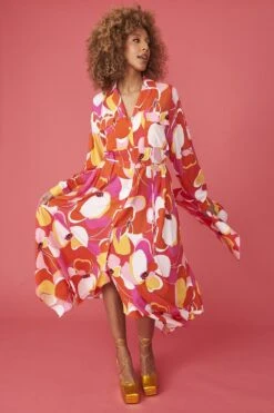 Long Maxi Dress Sales Store 14 JAYLEY Florence Floral Shirt Dress