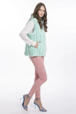 JAYLEY Green Faux Fur Gilet -Long Maxi Dress Sales Store jayley green faux fur gilet p3685 57613 image