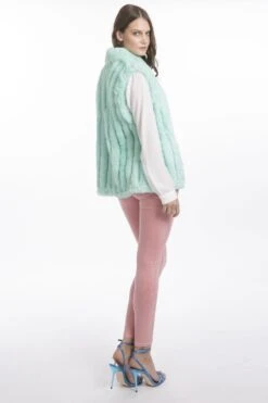 JAYLEY Green Faux Fur Gilet -Long Maxi Dress Sales Store jayley green faux fur gilet p3685 57614 image