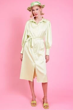 JAYLEY Green Silk Blend Maxi Wrap Dress