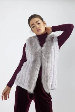 JAYLEY Grey Cashmere Blend Faux Fur Gilet