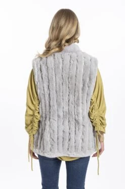 JAYLEY Grey Faux Fur Gilet -Long Maxi Dress Sales Store jayley grey faux fur gilet p3684 57604 image