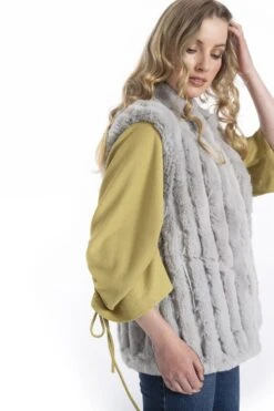 JAYLEY Grey Faux Fur Gilet -Long Maxi Dress Sales Store jayley grey faux fur gilet p3684 57605 image
