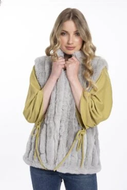 JAYLEY Grey Faux Fur Gilet -Long Maxi Dress Sales Store jayley grey faux fur gilet p3684 57606 image