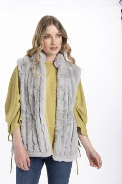 JAYLEY Grey Faux Fur Gilet -Long Maxi Dress Sales Store jayley grey faux fur gilet p3684 57609 image