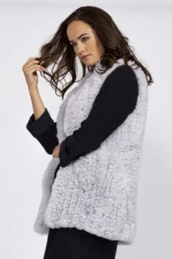JAYLEY Grey Hand Knitted Faux Fur Gilet -Long Maxi Dress Sales Store jayley grey hand knitted faux fur gilet p3967 58736 image