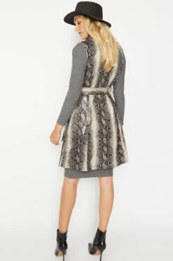 JAYLEY Grey Snake Print Faux Suede Waistcoat -Long Maxi Dress Sales Store jayley grey snake print faux suede waistcoat p6529 71570 image