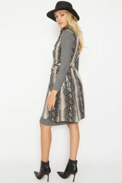 JAYLEY Grey Snake Print Faux Suede Waistcoat -Long Maxi Dress Sales Store jayley grey snake print faux suede waistcoat p6529 71571 image
