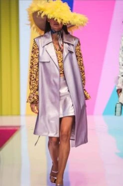 JAYLEY Lilac Faux Suede Metallic Maxi Gilet