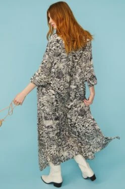 JAYLEY Maxi Grey Silk Blend Snake Print Dress -Long Maxi Dress Sales Store jayley maxi grey silk blend snake print dress p11853 82714 image