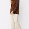 JAYLEY Mocha Faux Fur Faux Suede Diagonal Stripe Gilet