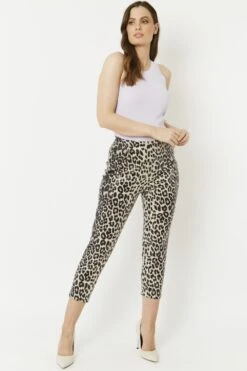 JAYLEY Mono Leopard Leopard Print Faux Suede Trousers -Long Maxi Dress Sales Store jayley mono leopard leopard print faux suede trousers p6256 70333 image