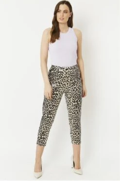 JAYLEY Mono Leopard Leopard Print Faux Suede Trousers -Long Maxi Dress Sales Store jayley mono leopard leopard print faux suede trousers p6256 70334 image