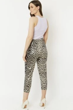 JAYLEY Mono Leopard Leopard Print Faux Suede Trousers -Long Maxi Dress Sales Store jayley mono leopard leopard print faux suede trousers p6256 70336 image