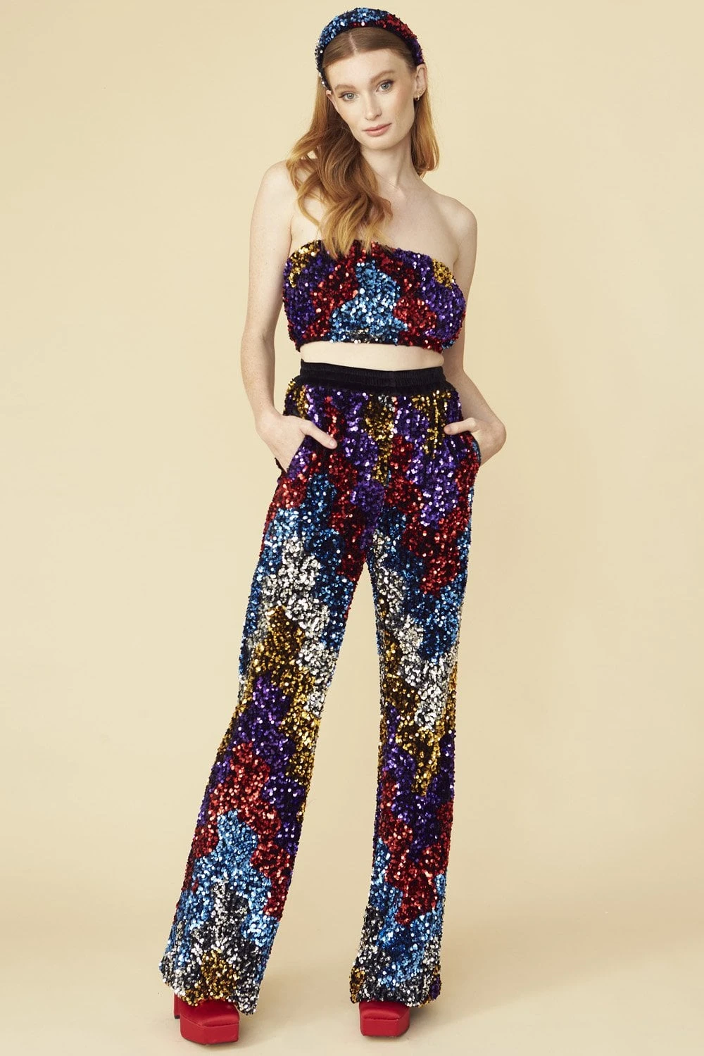 JAYLEY Multi-Coloured Sequin Flares 1 JAYLEY Multi-Coloured Sequin Flares