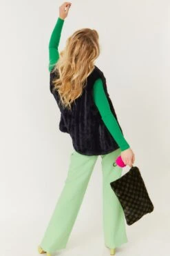 JAYLEY Navy Faux Fur Gilet -Long Maxi Dress Sales Store jayley navy faux fur gilet p3680 78207 image