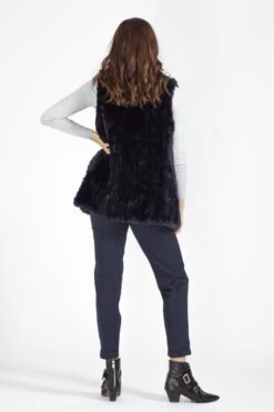 JAYLEY Navy Hand Knitted Faux Fur Gilet -Long Maxi Dress Sales Store jayley navy hand knitted faux fur gilet p3973 58758 image