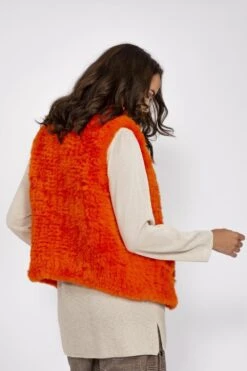 JAYLEY Orange Hand Knitted Faux Fur Gilet -Long Maxi Dress Sales Store jayley orange hand knitted faux fur gilet p3752 57907 image